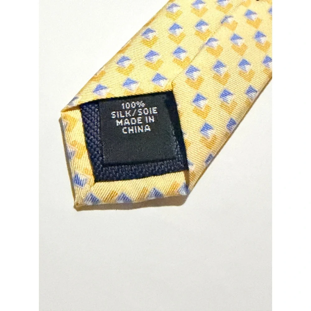 Michael Kors Silk Tie Sz OS‎ Yellow Blue Geometric Diamond Pattern Professional